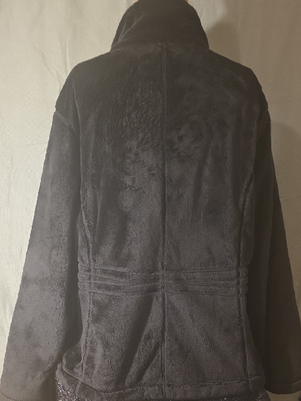 Lilly Pulitzer Black Plush Zip Jacket with Pink Palm Detail - Picture 3 of 5